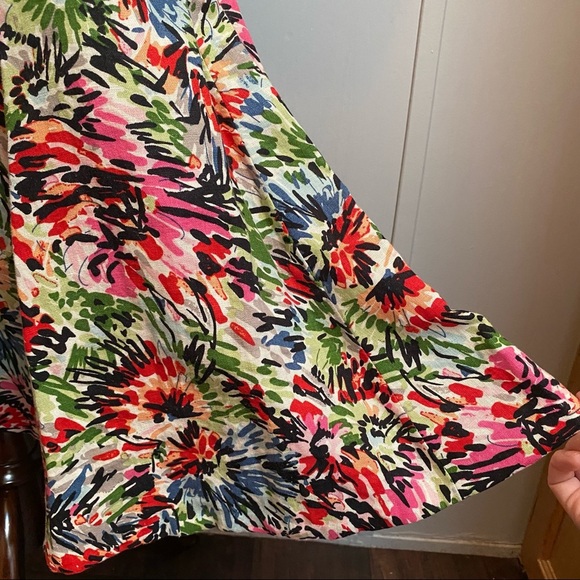 JG HOOK Linen Midi Colorful Floral Boho Dress Size 12 - Picture 3 of 12